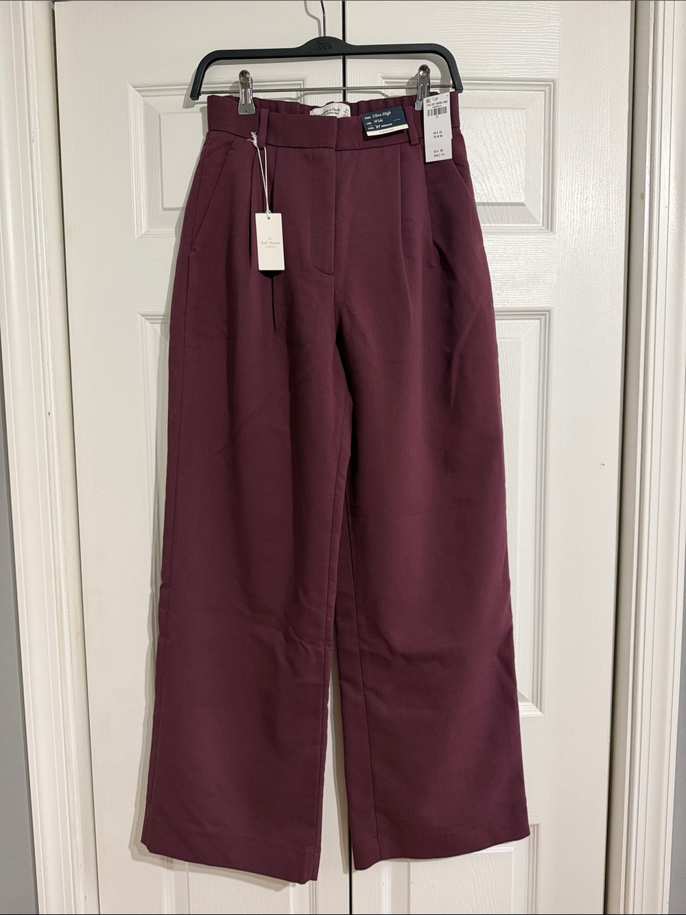 Abercrombie & Fitch- A&F Sloane Tailored Wide Leg Pants Maroon - Picture 4 of 6